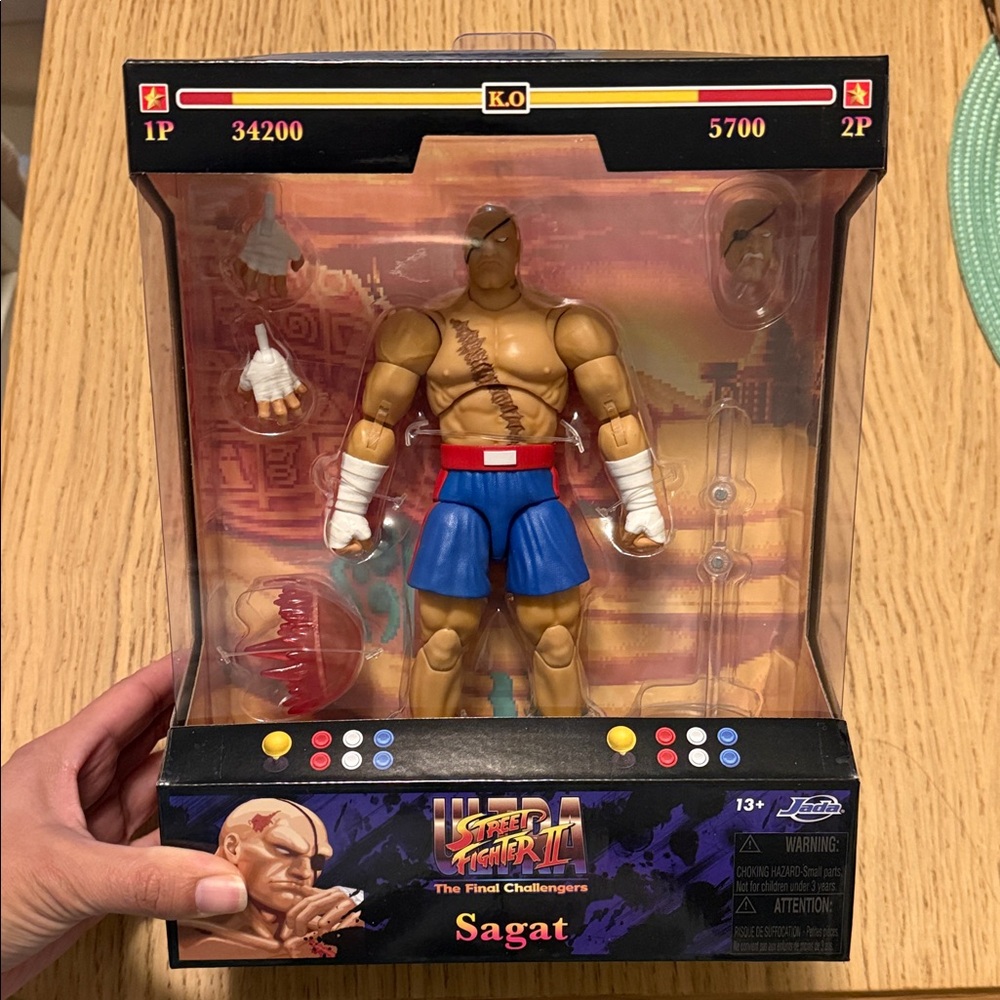Street Fighter Sagat Action Figure - Blue and Tan